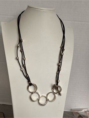 Robert Lee Morris RLM Studio 28” Modernist Circle Black Cord Toggle Necklace